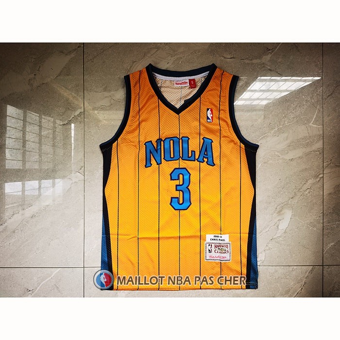 Maillot Charlotte Hornets Chris Paul NO 3 Mitchell & Ness 2010-11 Jaune